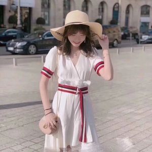 White dress short sleeve with belt